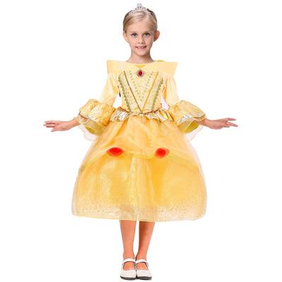 2019 Kids Carnival Clothing Belle Princess Cosplay Dress Girls Halloween Dresses For Beauty And The Beast Children Party Costume alx