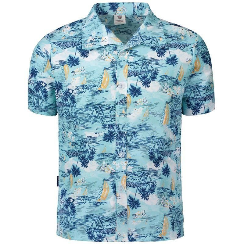 Mens Hawaii Style Coconut Tree Printing Quick Drying Beach Ha65299