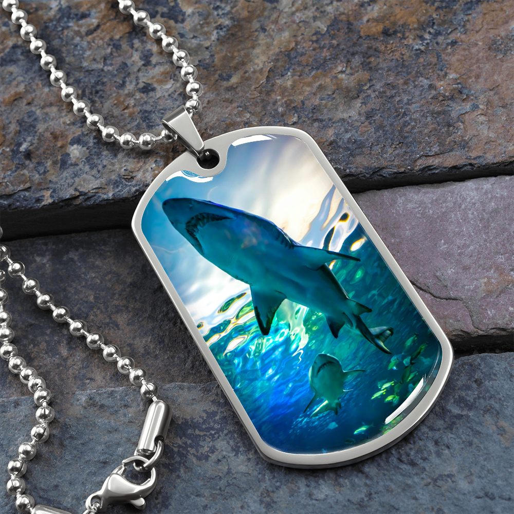 Shark In The Water Dog Tag Luxury Military Necklace