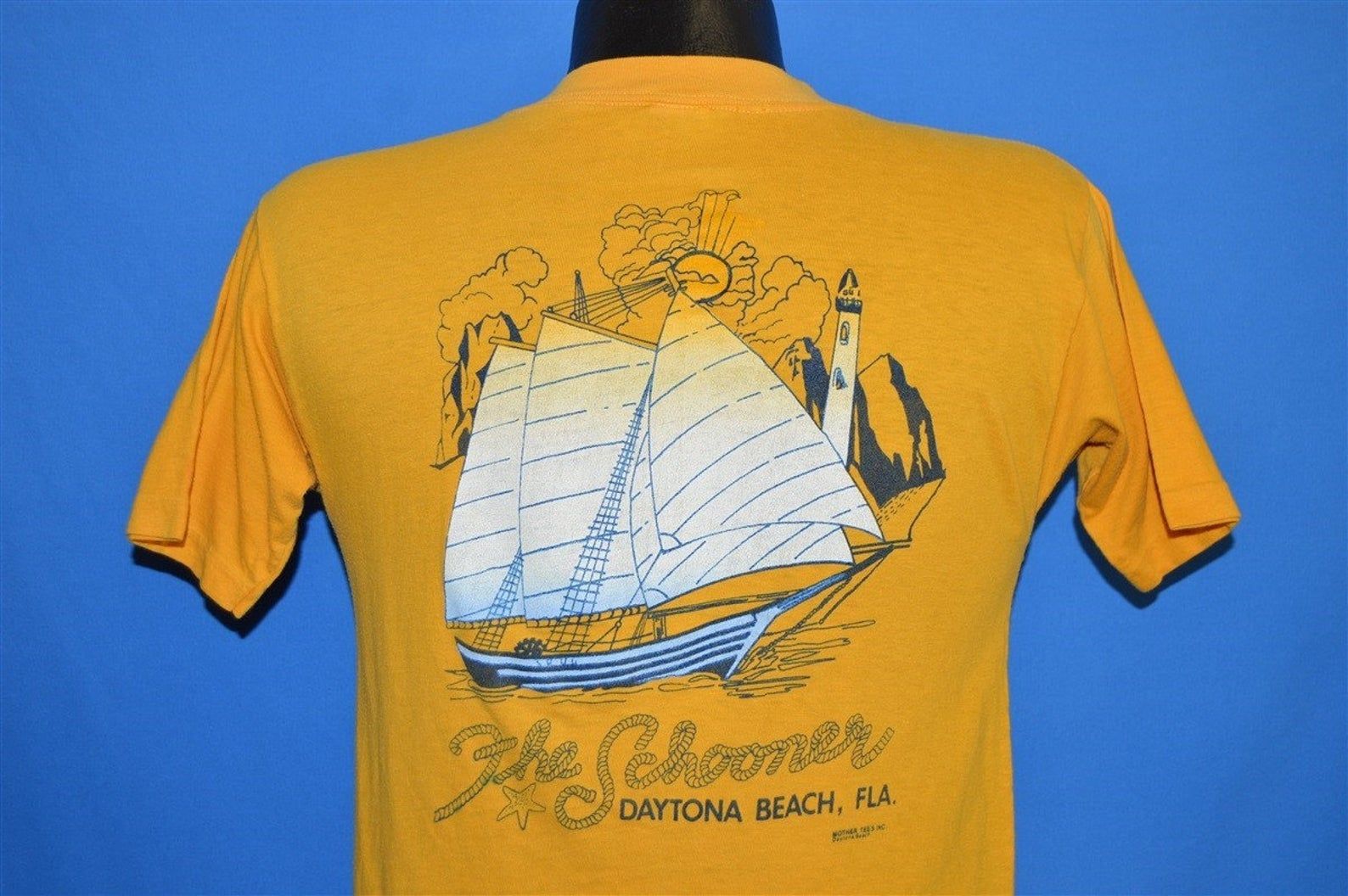 70S The Schooner Daytona Beach Champion Blue Bar T-Shirt