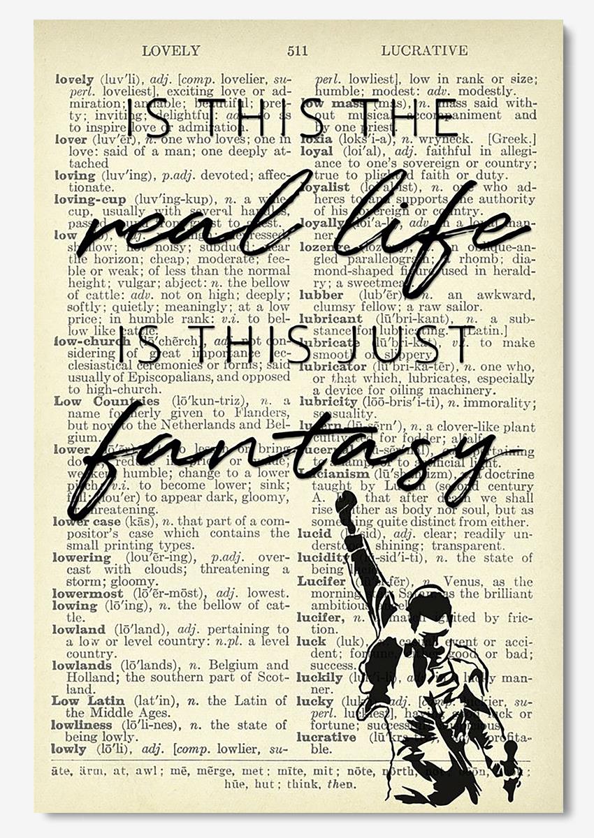 Bohemian Rhapsody Song Dictionary Wall Art For Queen Fan Home Decor Poster