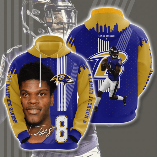 Baltimore Ravens Lamar Jackson 82 Unisex 3D Hoodie Gift For Fans