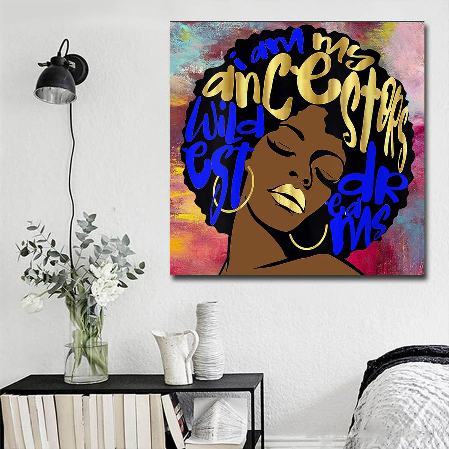 African American Canvas I Am My Ancestors Dreams Melanin Girl Magic African Living Room Ideas WBG6774