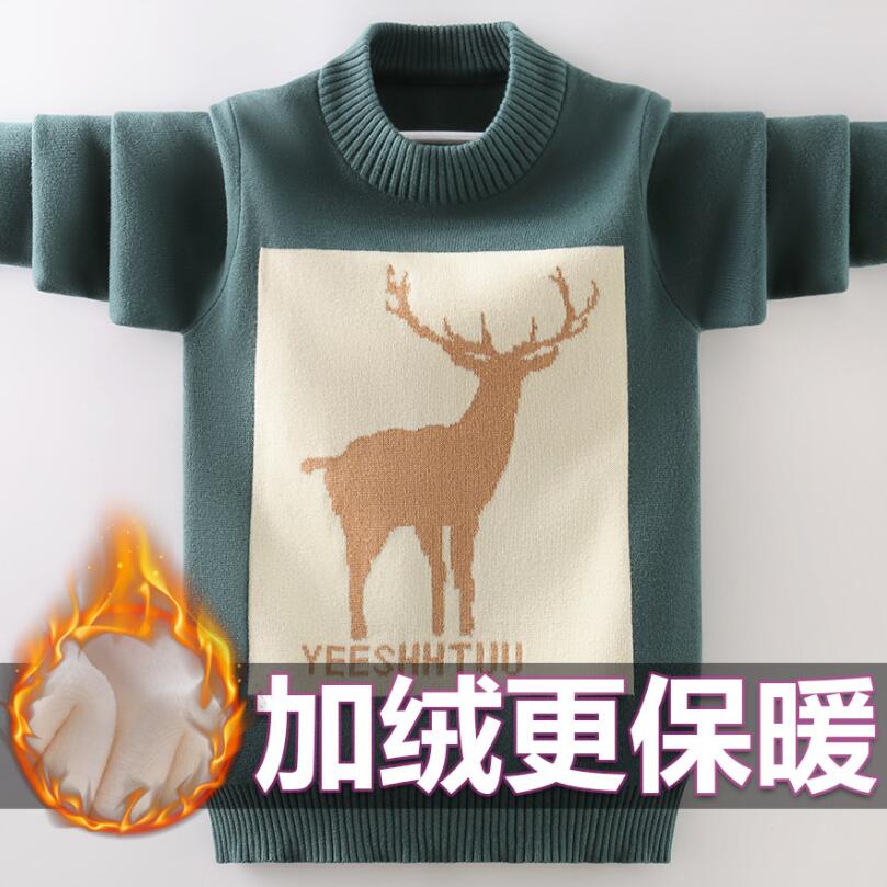 Boys clothes 100% cotton XMAS cartoon deer sweaters teenage knitted shirt winter warm sweater 4-16T kids spring-fall pullovers alx