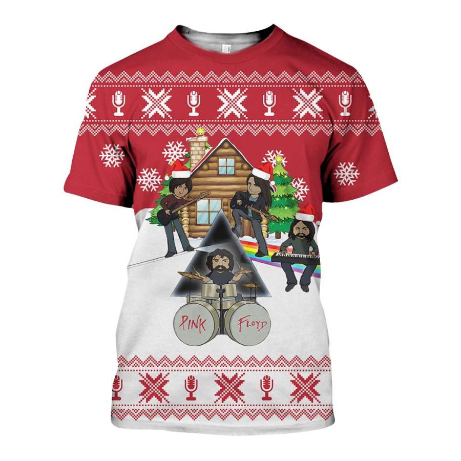 3D All Over Printed Christmas Ugly Sweater Pink Floyd Shirts and Shorts