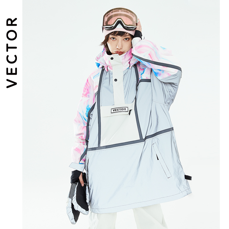 VECTOR Ski Wear Women’s Hooded Sweater Reflective Trend Ski Wear Thickened Warmth and Waterproof Ski Equipment Ski Suit Women alx