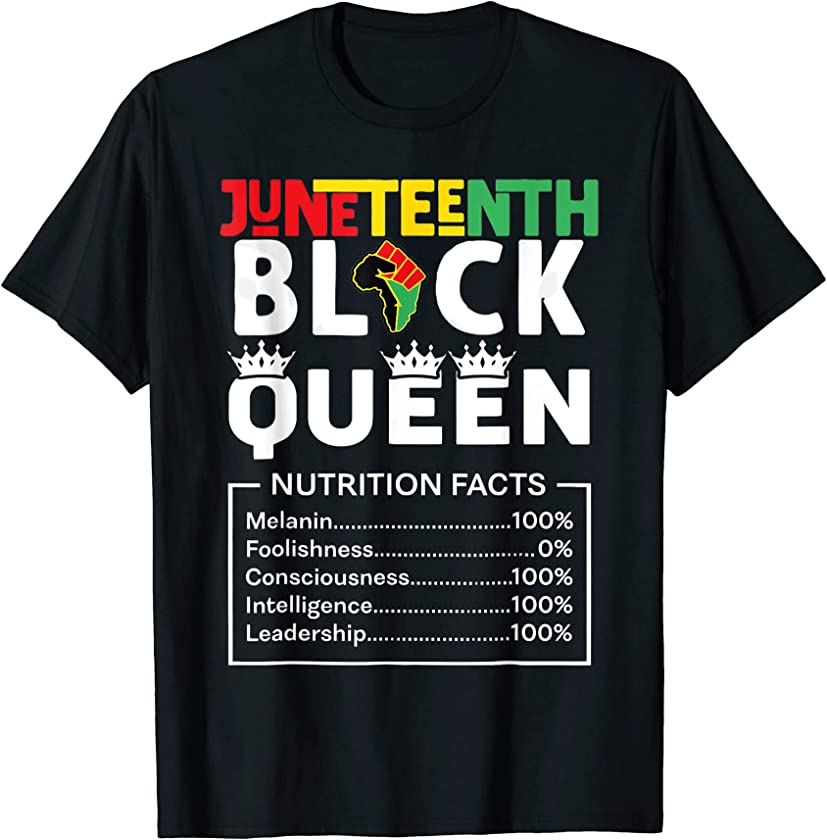 Black Queen Nutritional Facts Black Girl Juneteenth Womens T-Shirt