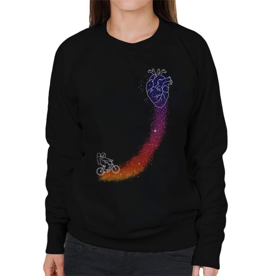 Astronaut Nebula Cyclist Heart Women’s Sweatshirt