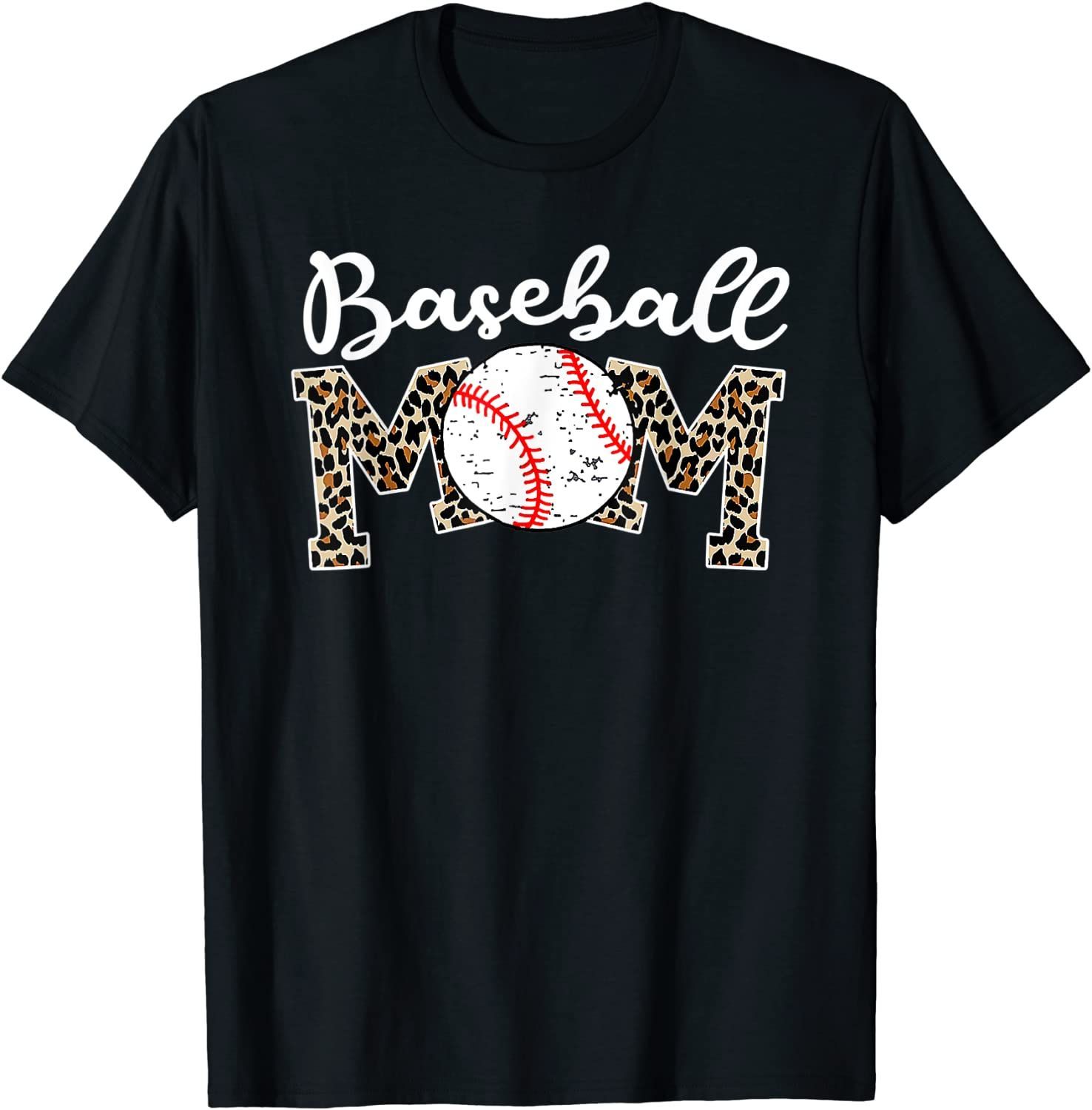 Softball Baseball Mom Leopard Tee Mother’S Day T-Shirt