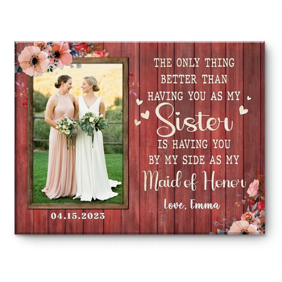 Maid Of Honor Gift, Bridesmaid Proposal Picture Canvas, Personalized Bridesmaid Gift