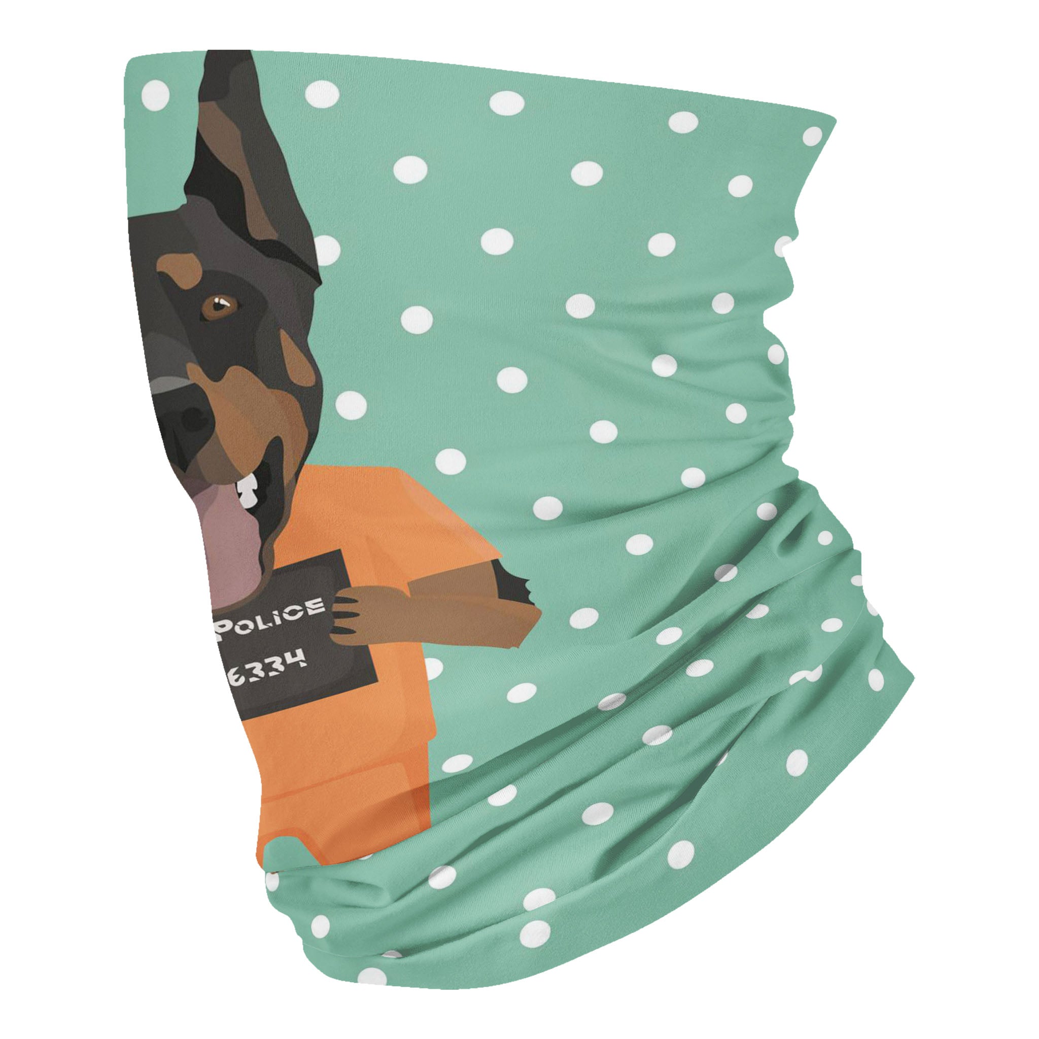 Mugshot prison clothes dog doberman – Neck Gaiter