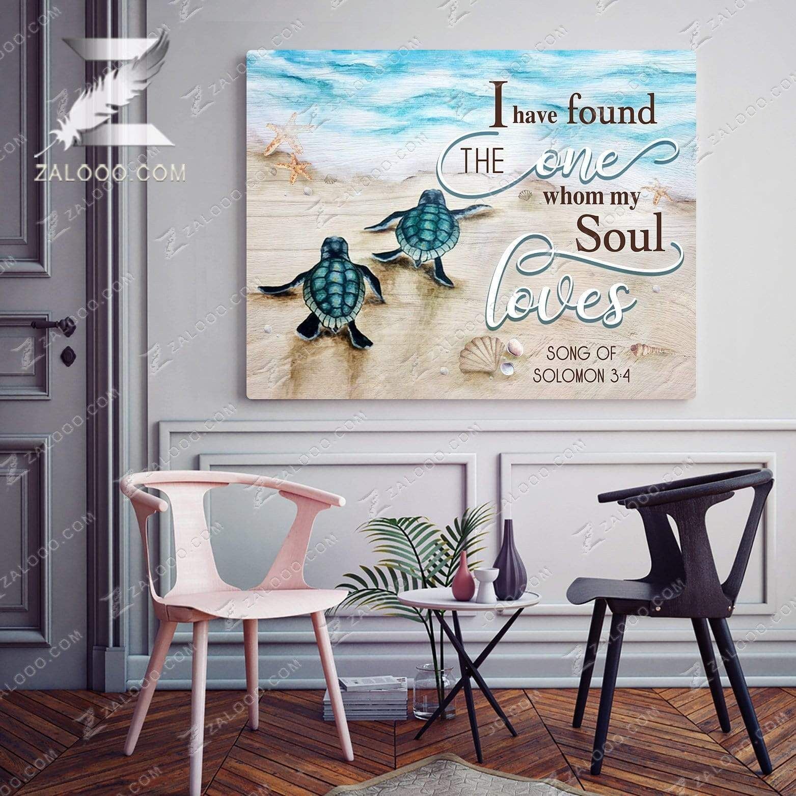 Canvas – Turtle – I Have Found The One Whom My Soul Loves Gift For Family, Wall Art Decor, Canvas Print, Home Decor