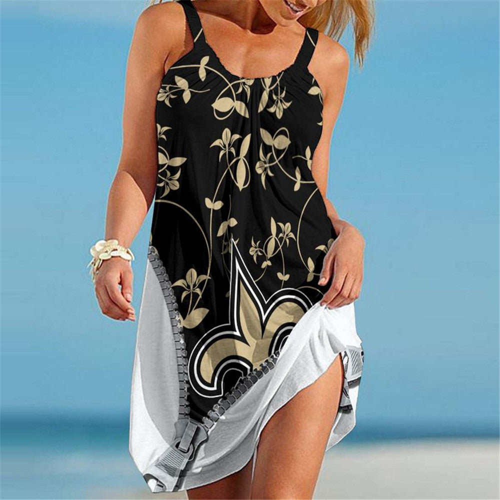 New Orleans Saints Women Floral 3D Beach Dress