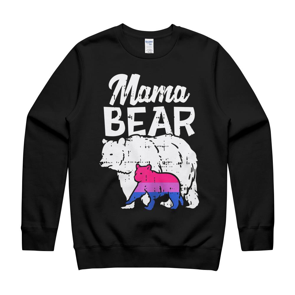 Womens Bisexual Pride Mama Bear Bi Flag Lgbtq Mom Ally Women Gift T-Shirt Crewneck Sweatshirt