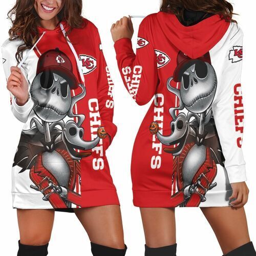 Kansas City Chiefs Jack Skellington And Zero Hoodie Dress