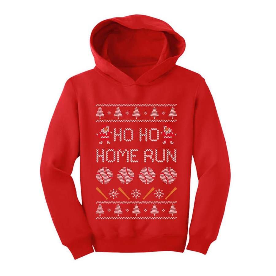 Baseball Ugly Christmas Ho Ho Home Run Toddler Hoodie