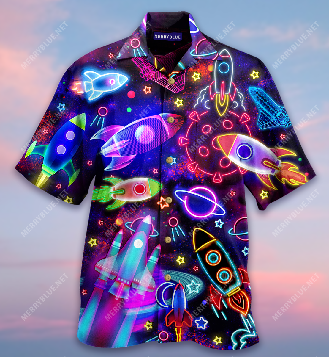 Shoot For The Stars Glowing Rocket Unisex Hawaii Shirt Ha5431