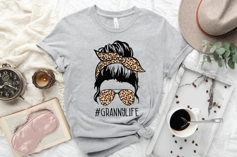 Granny Life Shirt, Granny Shirts, Granny T-Shirt, Leopard Messy Bun Shirt, Best Granny Ever, Granny Gifts, Granny Mother’S Day Gift Idea