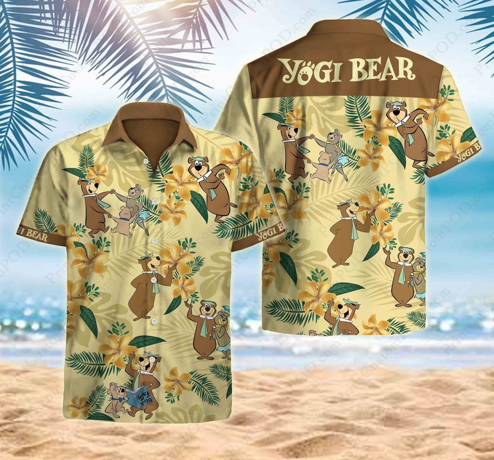 Yogi Bear Hawaiian Shirt, Women Men Summer Hawaiian Shirt, Yogi Bear Lover Gift