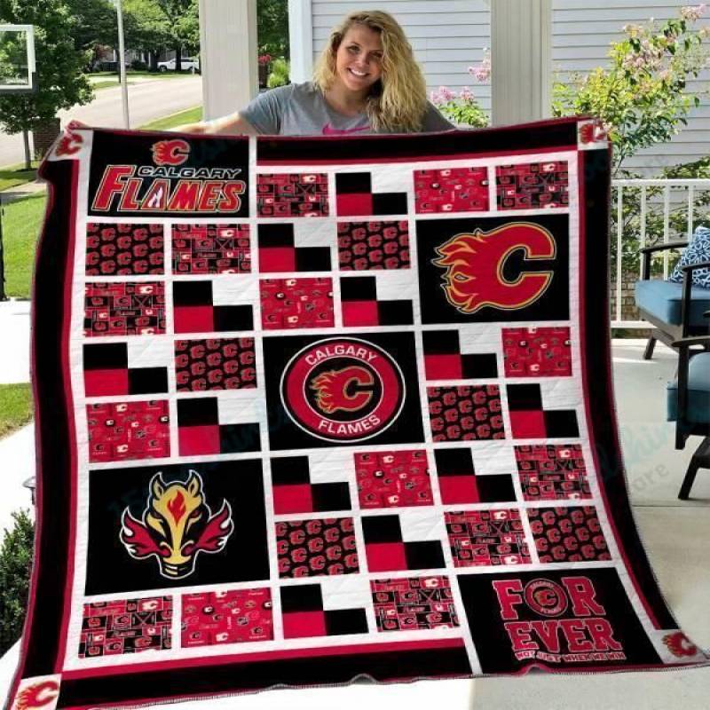 Calgary Flames Quilt Blanket 02