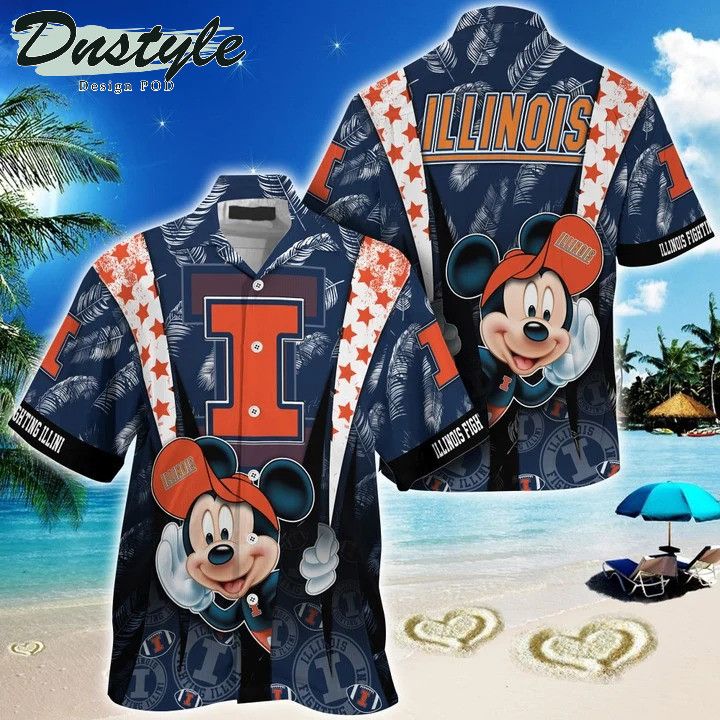 NCCA Illinois Fighting Illini Mickey Mouse Trendy Hawaiian Shirt Aloha Shirt