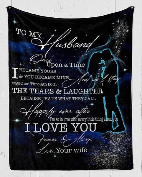 To My Husband That’S What They Call Happily Ever After Fleece Blanket Gift For Husband From Wife Home Decor Bedding Couch Sofa Soft And Comfy Cozy