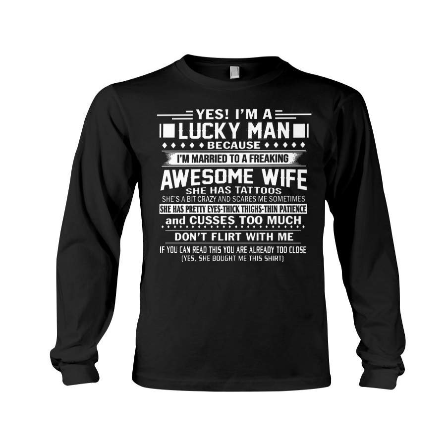 Lucky Man Have An Awesome Wife Cute Family Gift Couple Unisex Long Sleeve