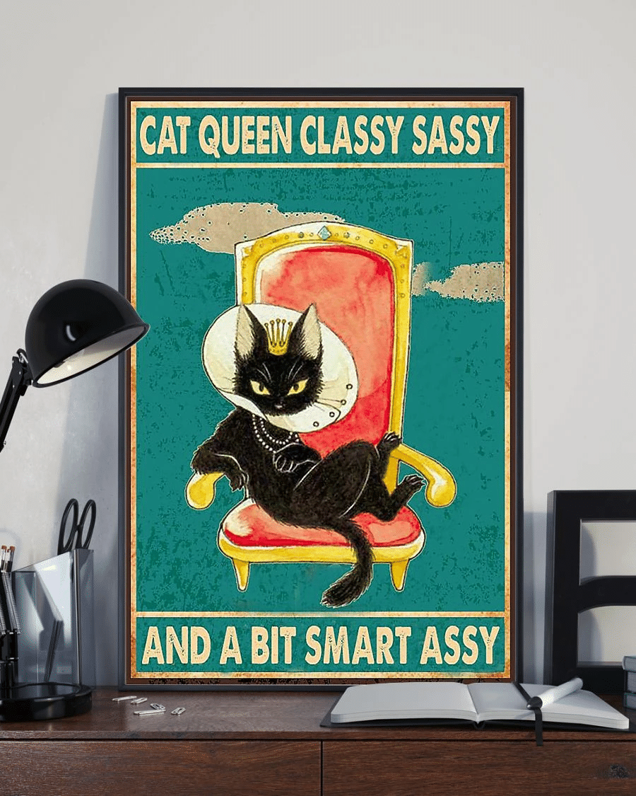 Black Cat Queen Classy Sassy And A Bit Smart Assy Poster Canvas – Vintage Home Decor Wall Art Evg81492