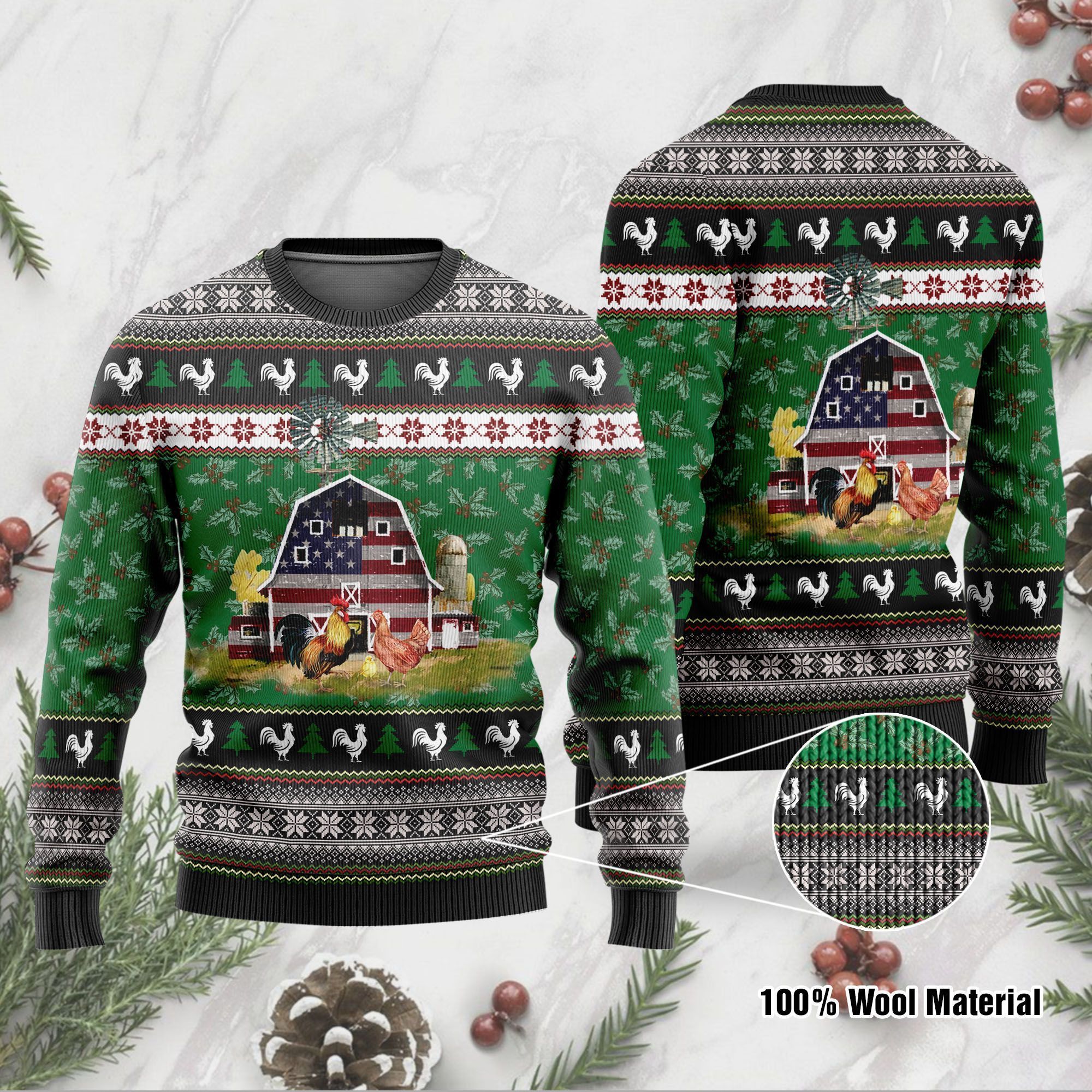 USA Farming Chickens Ugly Sweater For Farmers On Christmas Days