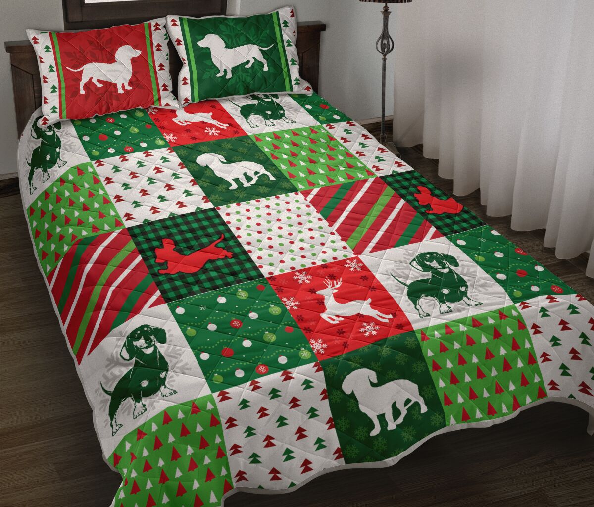 Dachshund Dog Christmas Symbol Pattern Set Qbs Quilt Bed Set Bedroom Decoration Twin/Queen/King