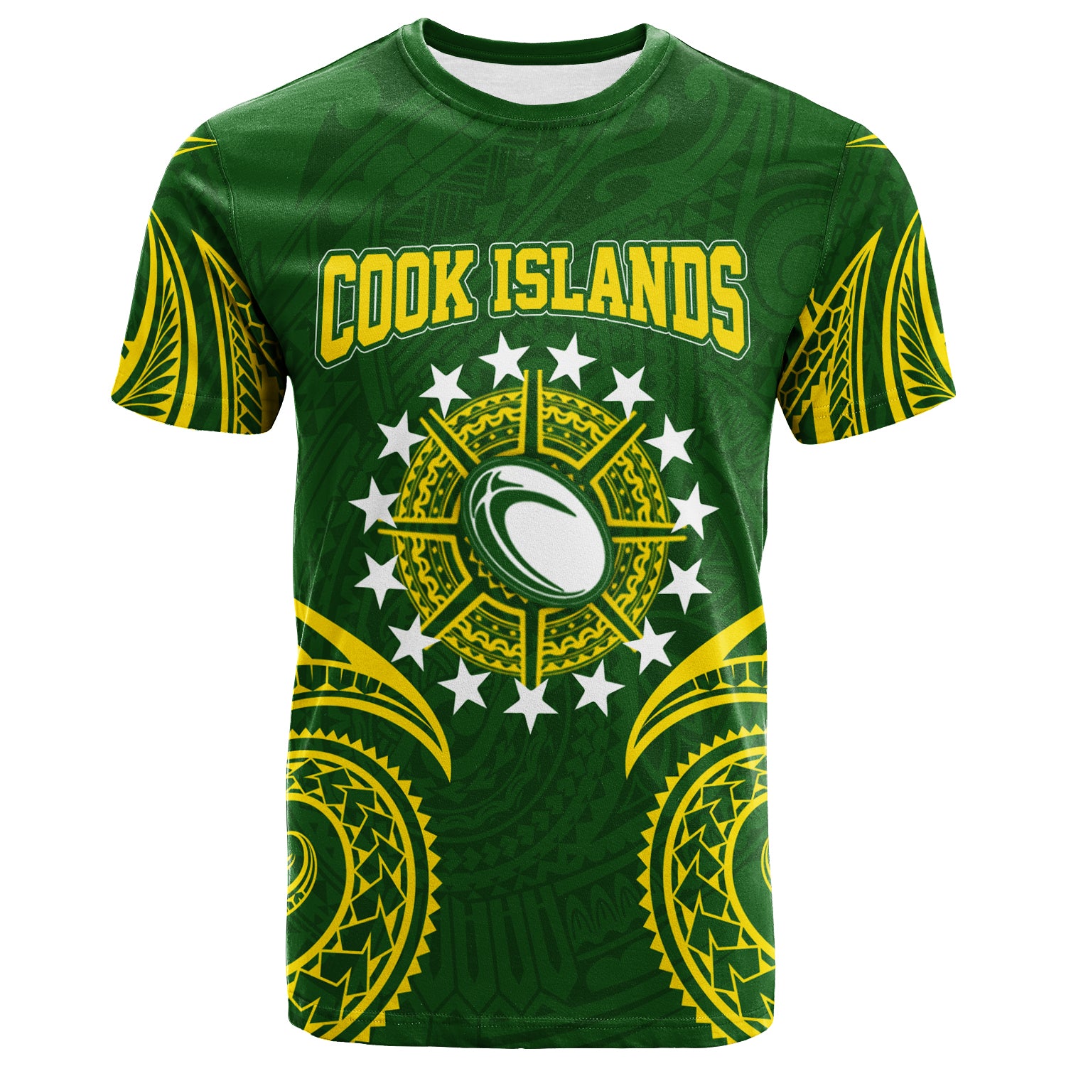(Custom Personalised) Cook Islands Rugby T-Shirt – Tribal Pattern – Lt12