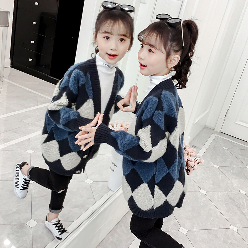 Spring Girls Knitted Sweater Children Fashion Fall Cardigan Long Sleeve Jacket Single Breasted Baby Outerwear Kids Coat 2-12 Yea alx