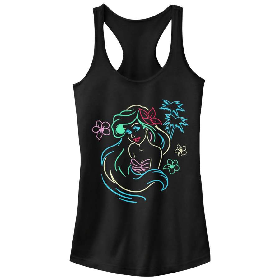 The Little Mermaid Junior’s Ariel Neon Light Print  Racerback Tank