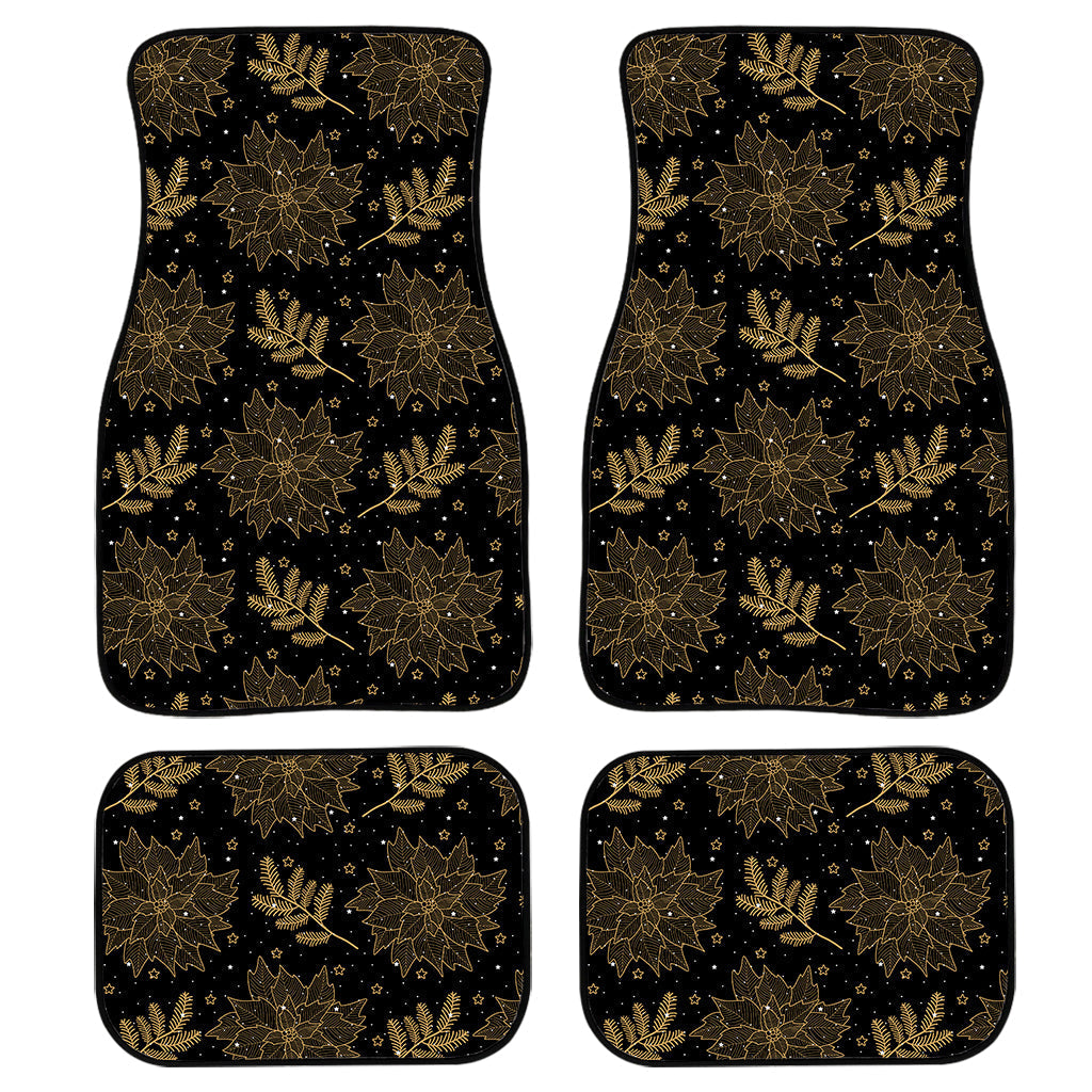 Merry Christmas Poinsettia Pattern Print Front And Back Car Floor Mats, Front Car Mat