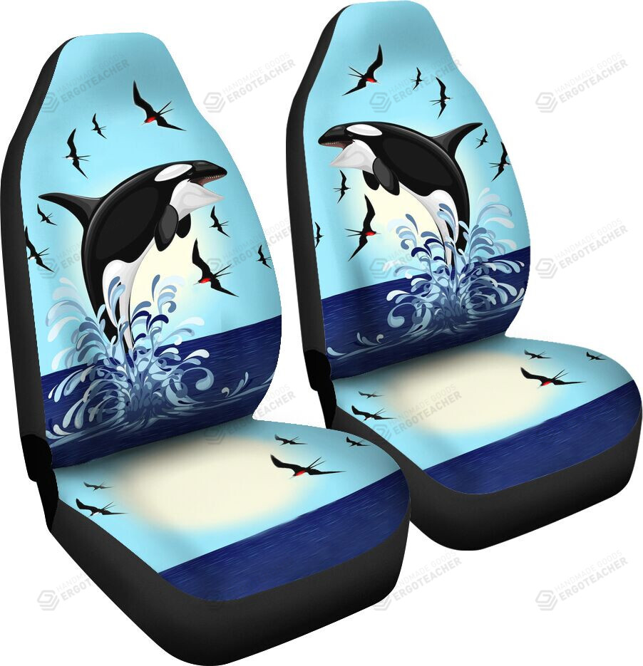 Whale Jumping Out Of Ocean Car Seat Covers