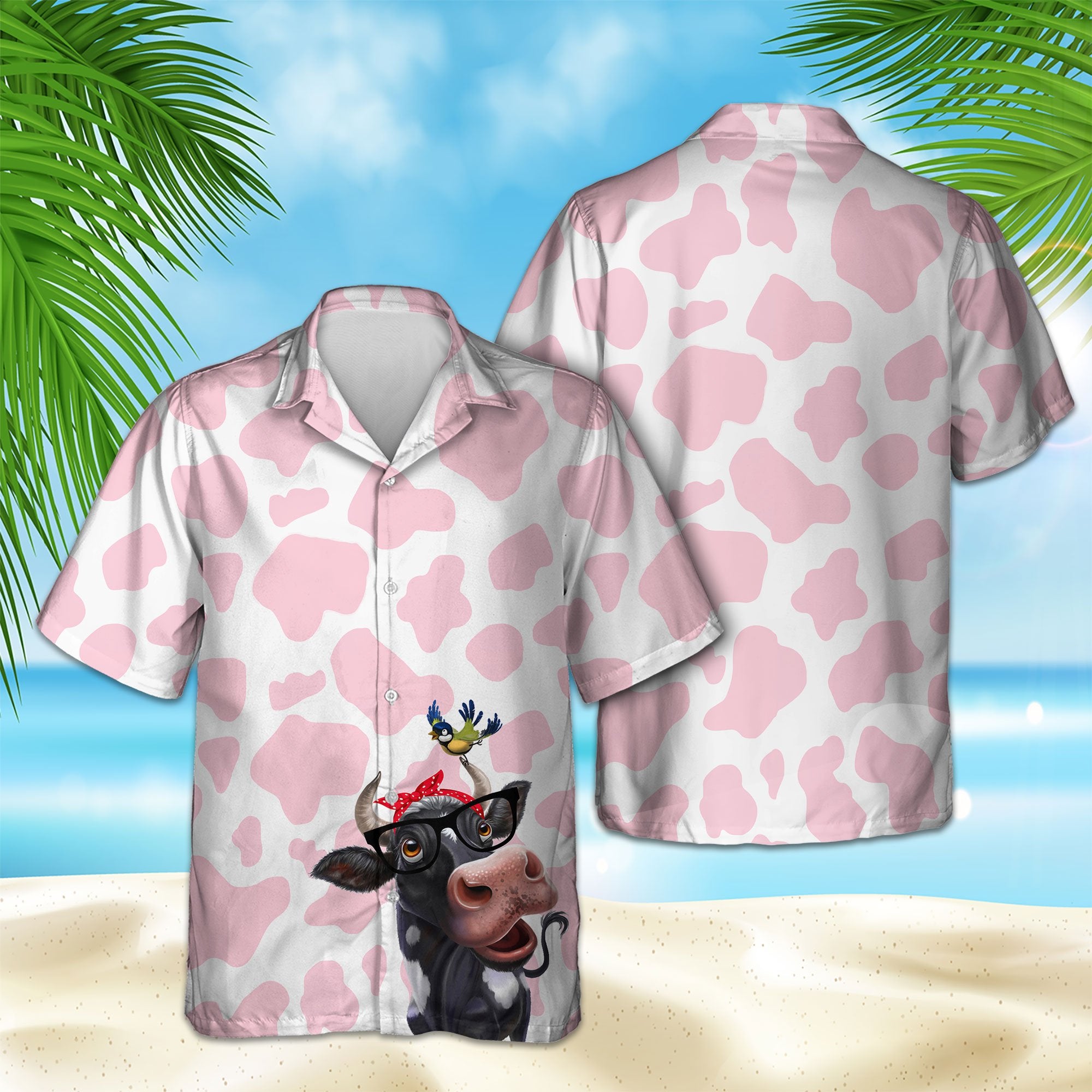 Pink Funny Cow Hawaii Shirt Ha30526