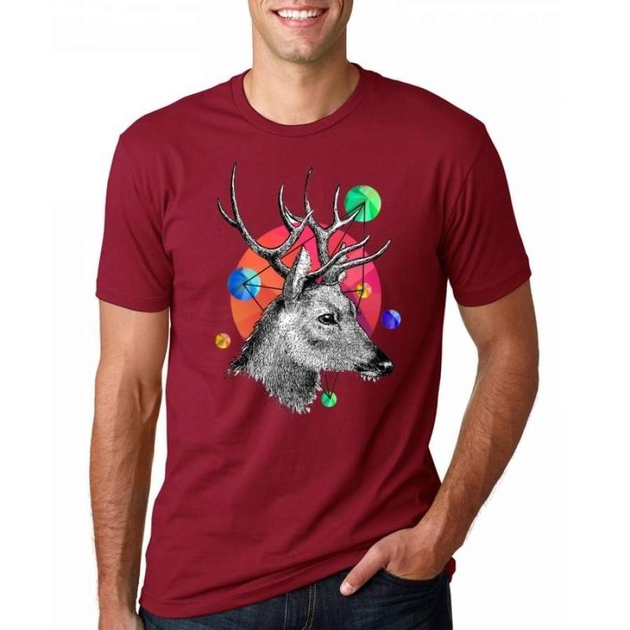 Summer Men Fashion T-Shirt Animal Deer Print T-Shirt Top Short Sleeve Men O-Neck Casual T-Shirt