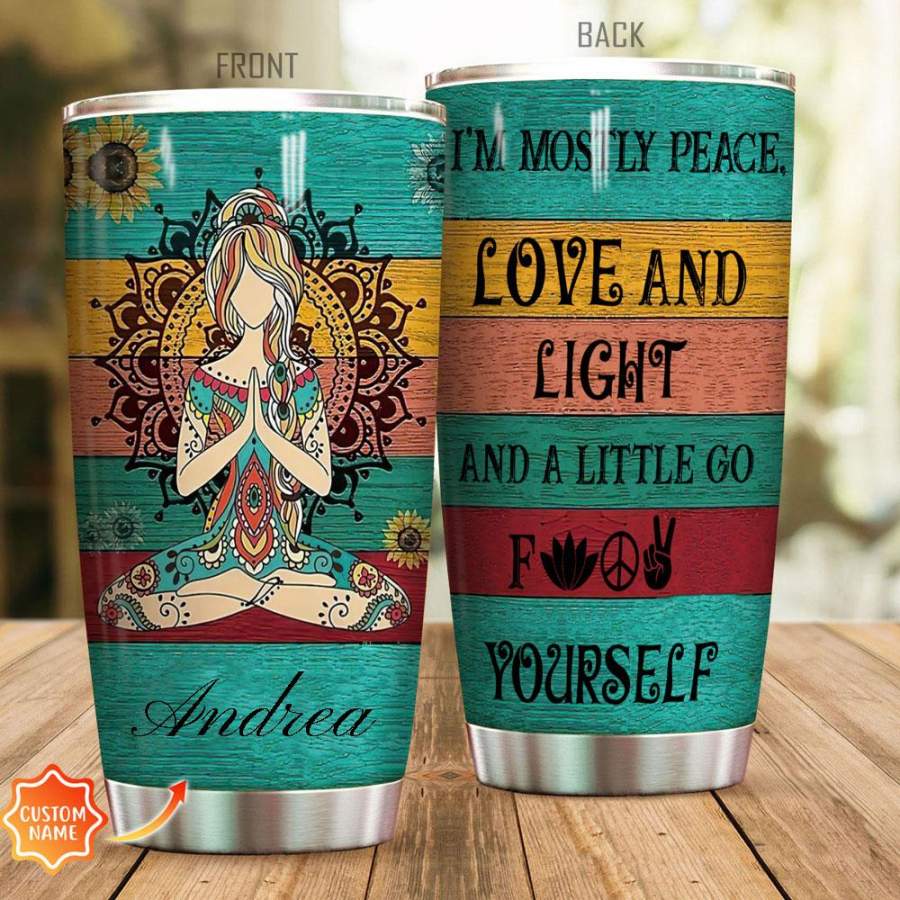 Personalized Yoga Love And Light CPT Custom 20 oz 30 oz Printed Stainless Steel Tumbler