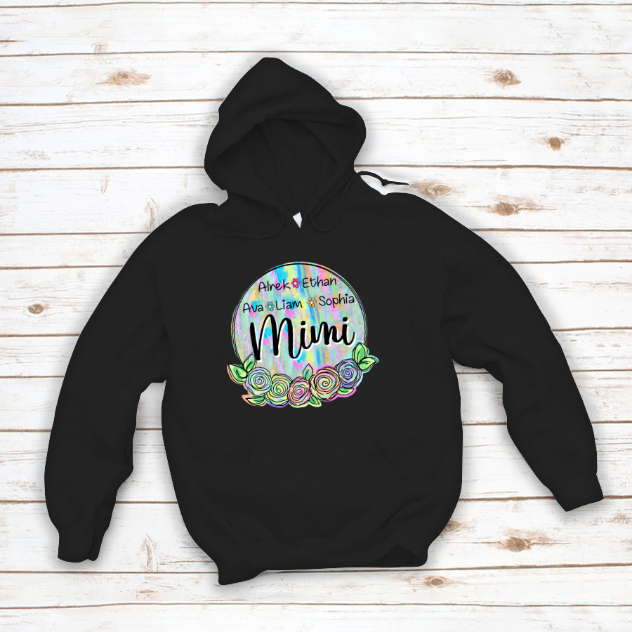 Mimi And Grandkids Flower Colorful Hoodie