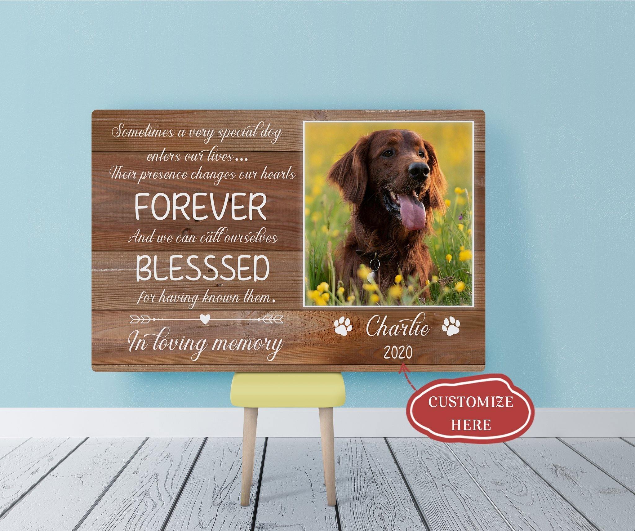 [Personalized Name, Date & Photo] Pet Memorial Wall Art Beloved Friend In Loving Memory Gift For Family Home Decor Wall Art Canvas Memorial Home Decor