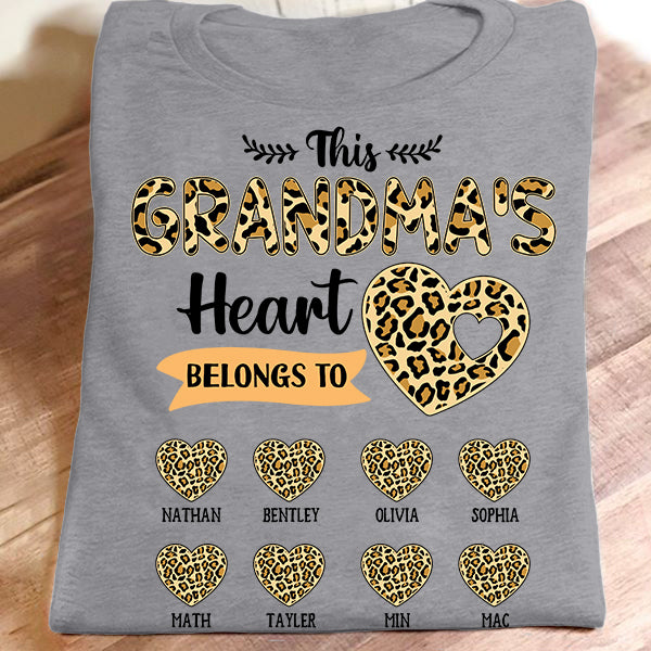 This Grandma’S Heart – Leopard | Personalized T-Shirt