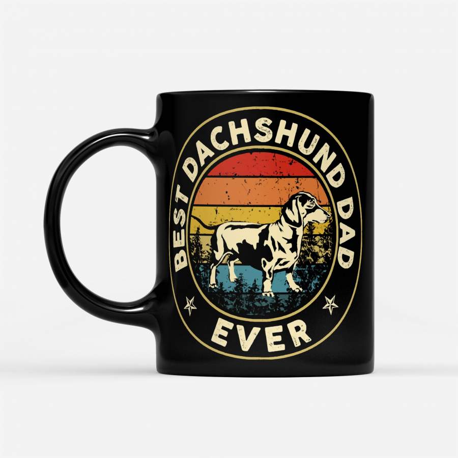 Vintage Dachshund Best Dog Mom Ever Dachshund American Flag Gift Puppy Lover – Black Mug