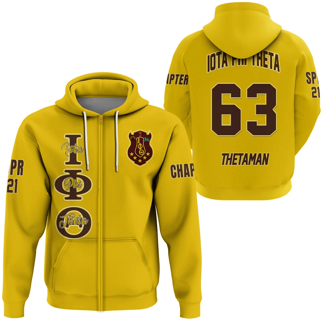 Fraternity Hoodie – Personalized Iota Phi Theta Gold Zip Hoodie