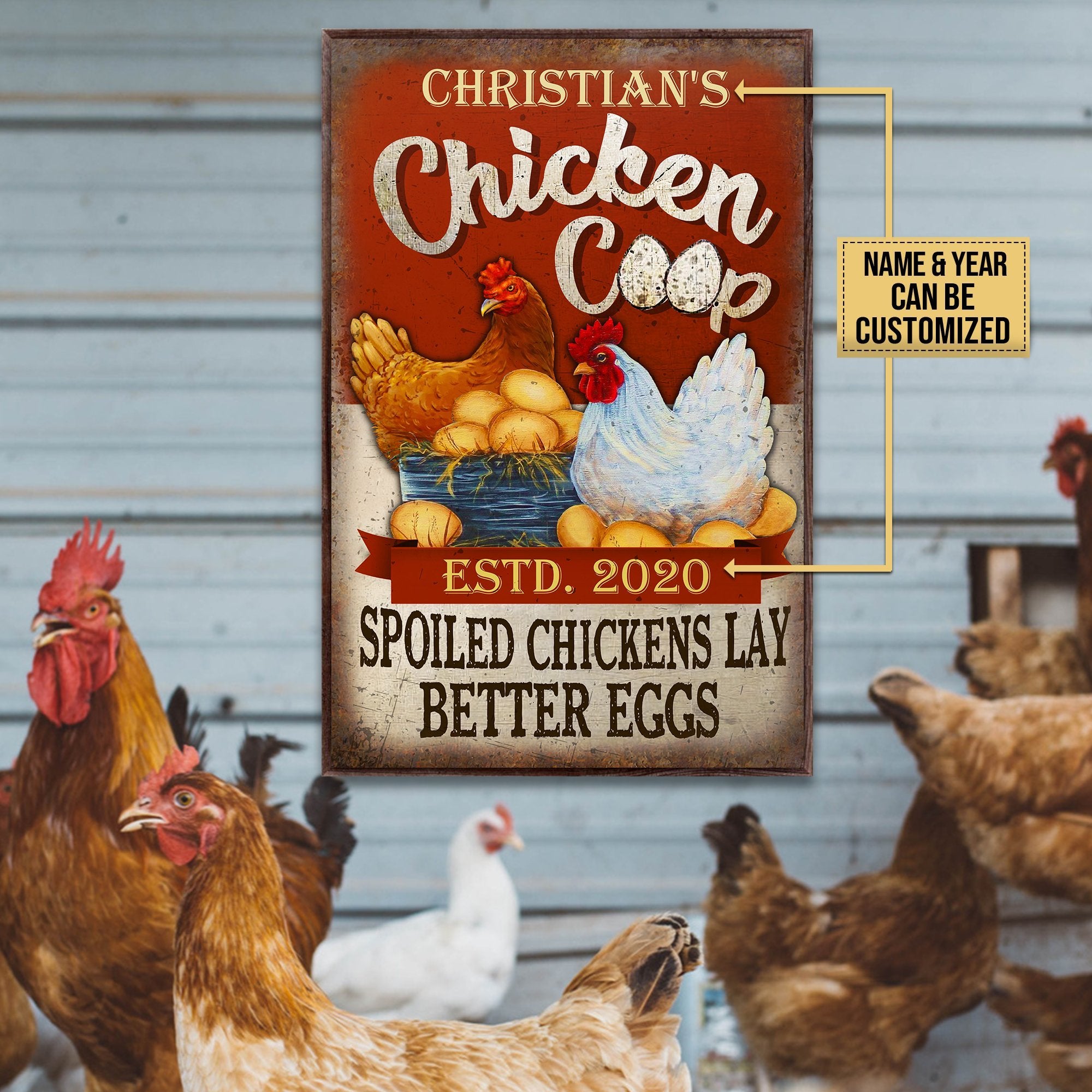 Aeticon Gifts Personalized Chicken Coop Spoiled Chickens Canvas Mom Dad Gift Home Decor