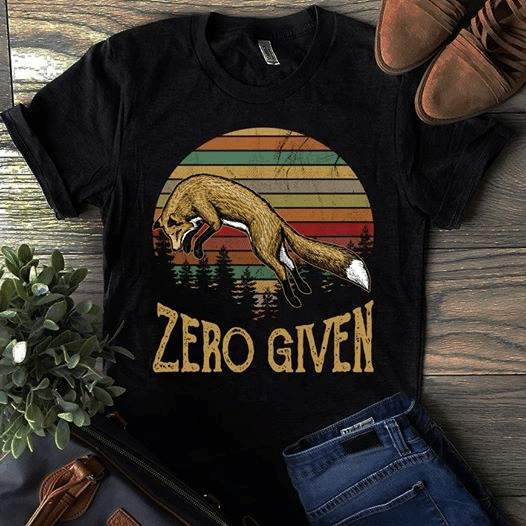 Zero Fuck Given,Vintage Retro Protect Animals, Animal Lovers Fox  T Shirt Hoodie Sweater  Size S-5Xl