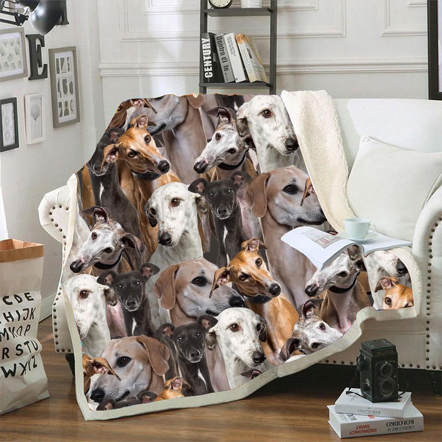 Greyhound A Bunch Of Dogs Blanket Design Dog Face Printed Blanket