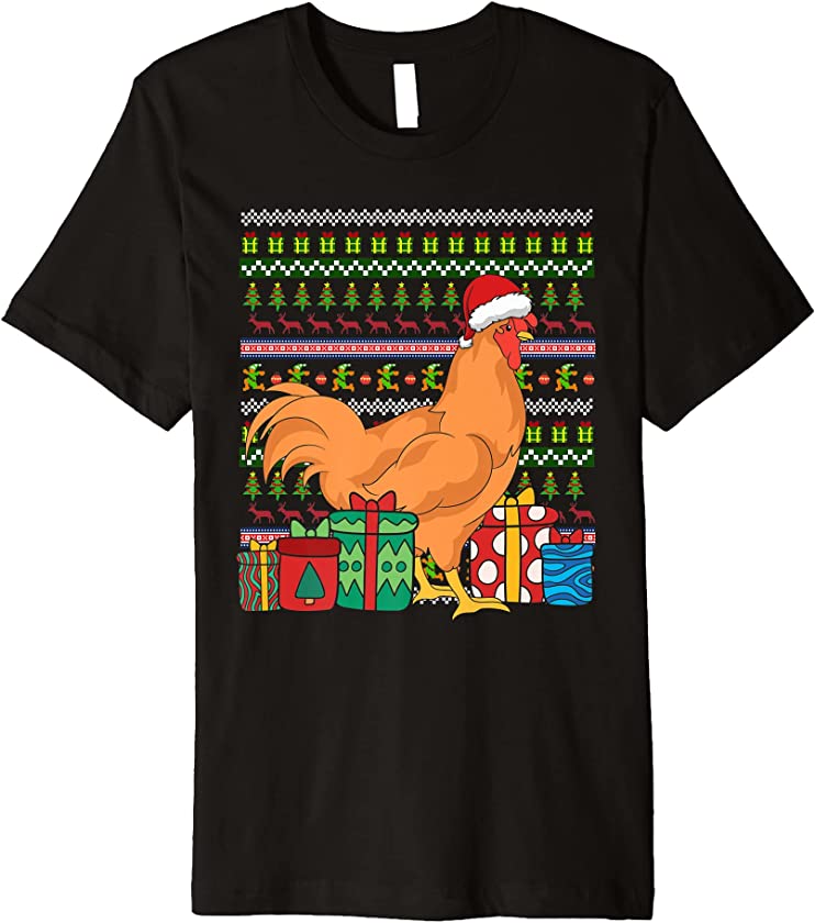 Ugly Christmas Animal Farmer Merry Xmas Farm Bird Chicken Premium T-Shirt