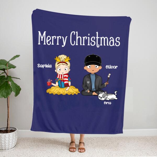 Personalized Christmas Throw Blanket – Christmas Gifts For Couples – Up To 4 Cats