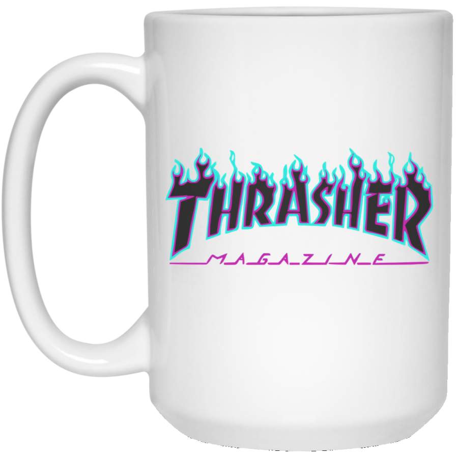 Thrasher puple flame Logo White Big Mug