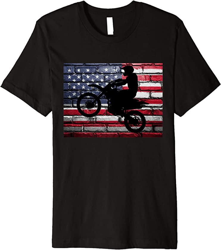 American Flag Motocross Dirtbike Motorcycle Vintage T-Shirt